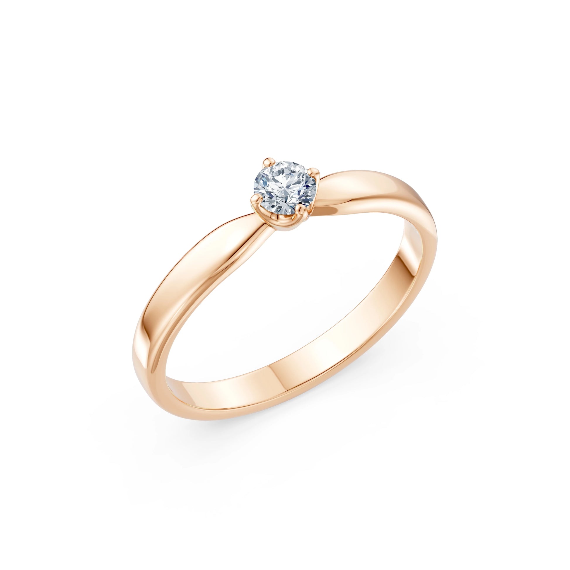 Round Brilliant Diamond Wide Solitaire Engagement Ring 0.2ct by Qutahia Jewellery