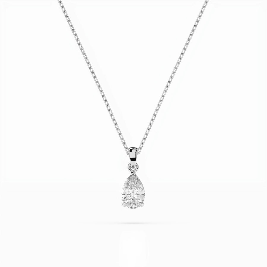 Diamond Pendant Necklace Pear 0.3ct by Qutahia Jewellery