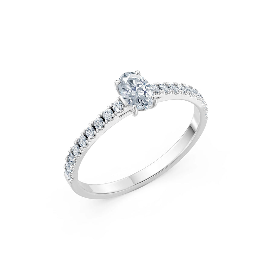 Solitaire Eternity Diamond Ring Oval 0.3ct by Qutahia Jewellery
