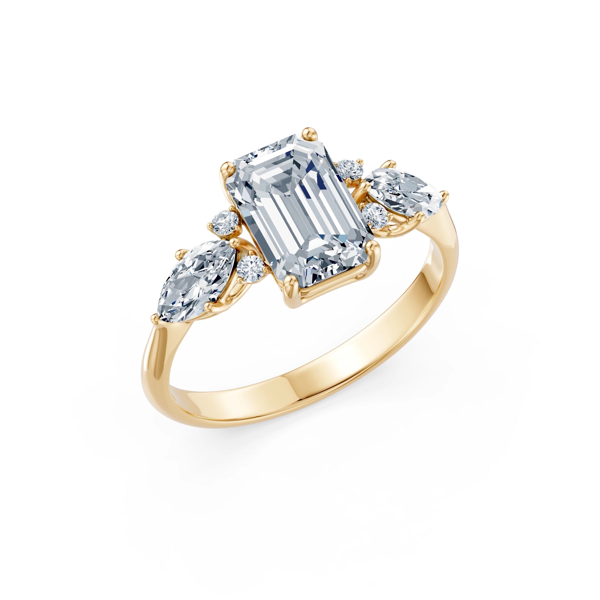 Emerald Lab Grown Diamond Side Stone Eternity Ring 2.0ct by Qutahia Jewellery