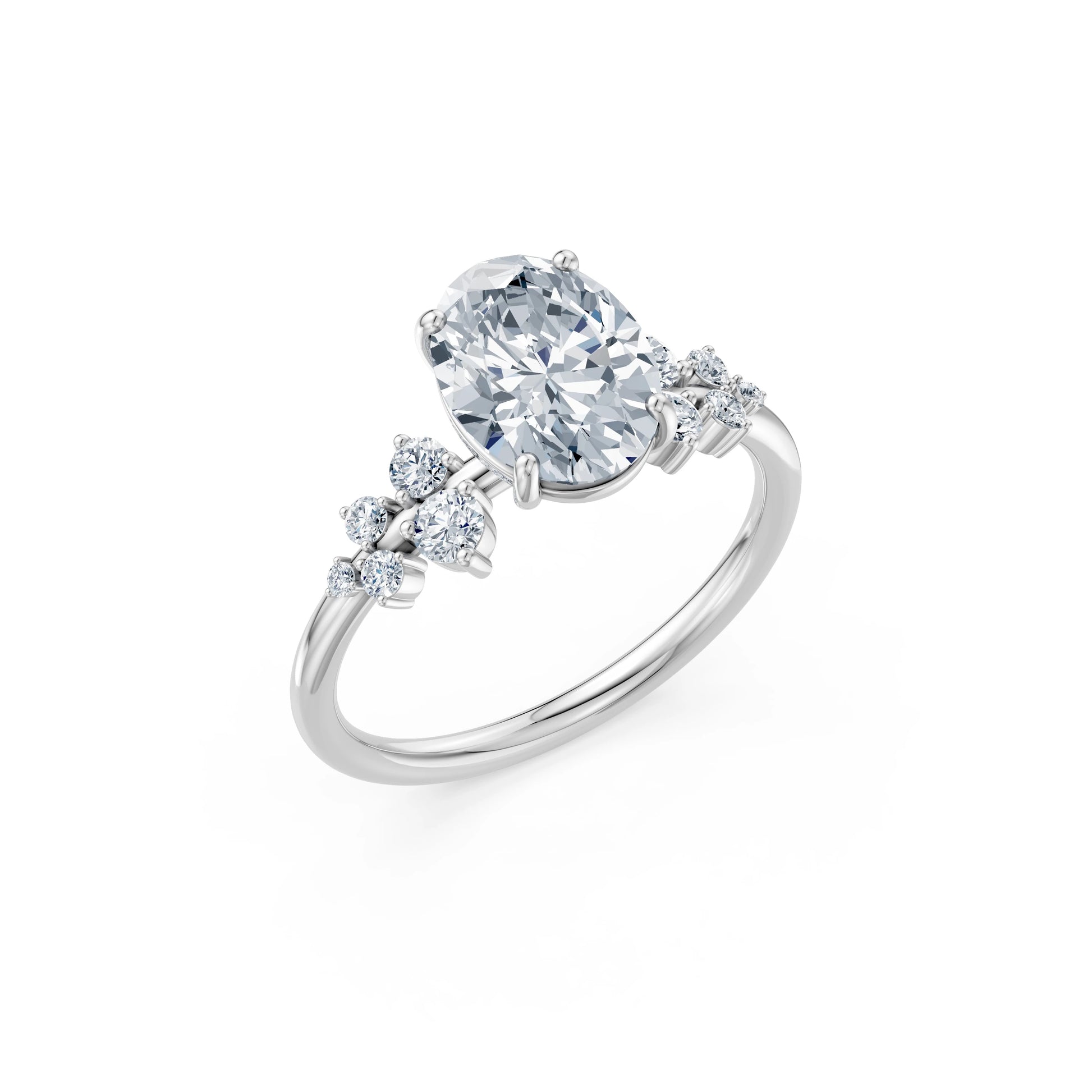 Oval Lab Grown Diamond Classic Pave Eternity Ring 2.0ct by Qutahia Jewellery