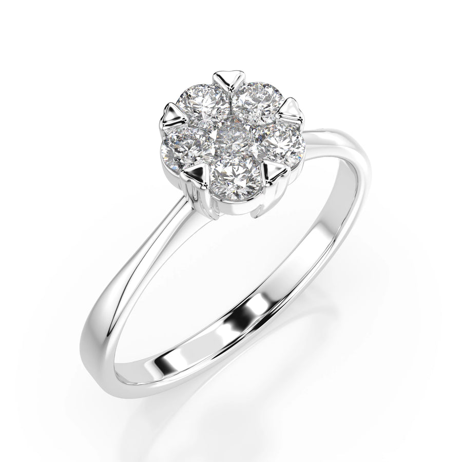 Illusion Diamond Ring Round 0.1ct by Qutahia Jewellery