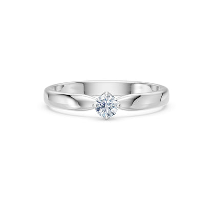 Round Brilliant Diamond Wide Solitaire Engagement Ring 0.2ct by Qutahia Jewellery