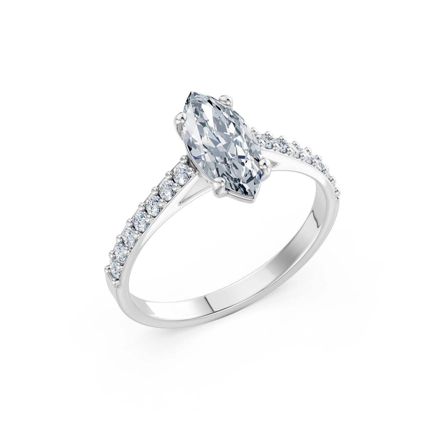 Marquise Lab Grown Diamond Slim Pave Eternity Ring 1.0ct by Qutahia Jewellery