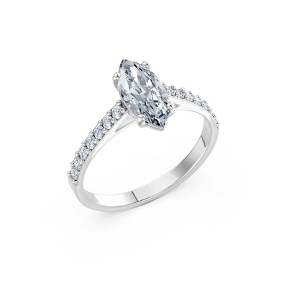 Marquise Lab Grown Diamond Slim Pave Eternity Ring 1.0ct by Qutahia Jewellery