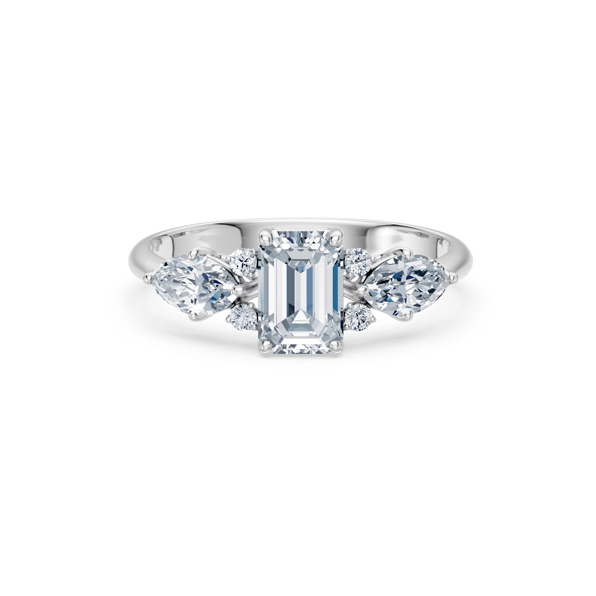 Emerald Lab Grown Diamond Side Stone Eternity Ring 1.0ct by Qutahia Jewellery