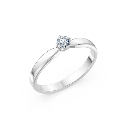 Round Brilliant Diamond Wide Solitaire Engagement Ring 0.2ct by Qutahia Jewellery