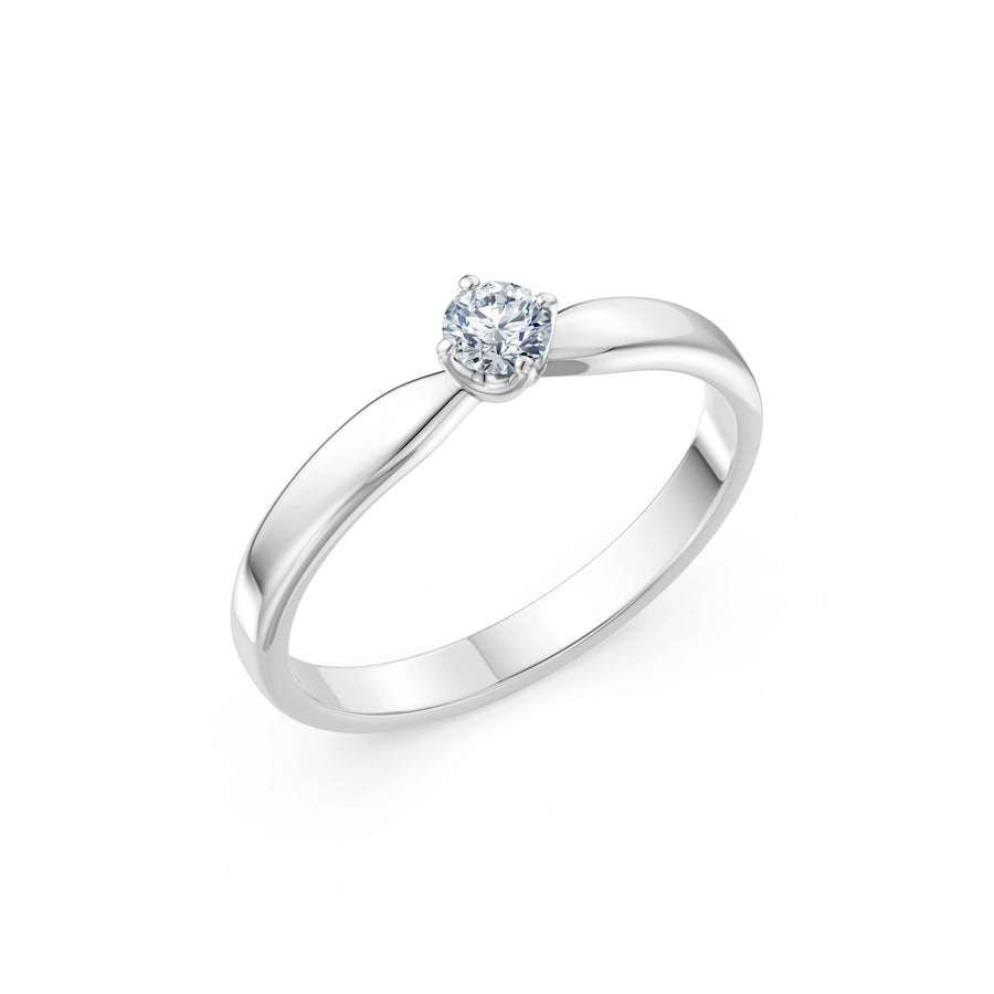 Round Brilliant Diamond Wide Solitaire Engagement Ring 0.2ct by Qutahia Jewellery