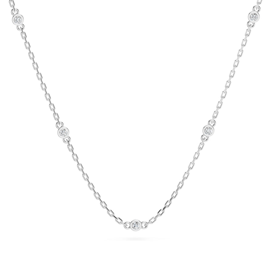 Delicate Diamond Necklace Round 0.07ct by Qutahia Jewellery