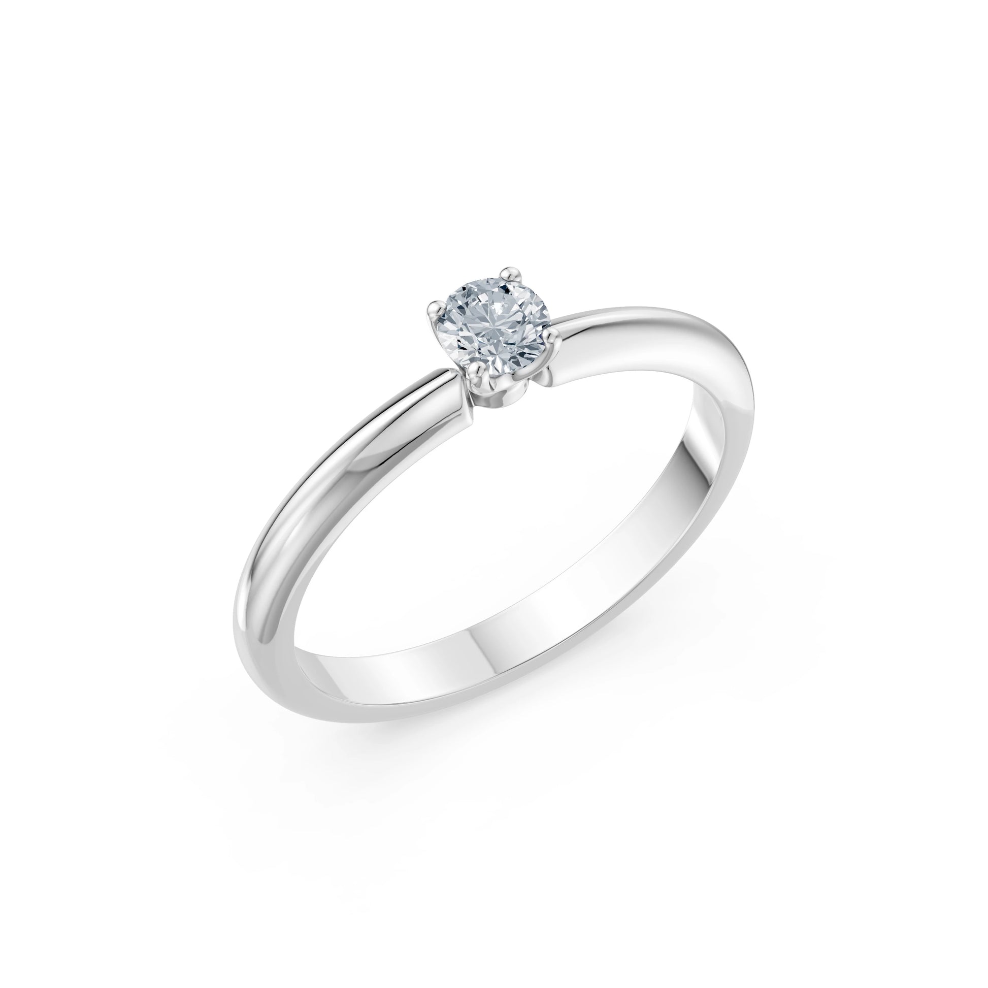 Round Brilliant Diamond Slim Solitaire Engagement Ring 0.2ct by Qutahia Jewellery