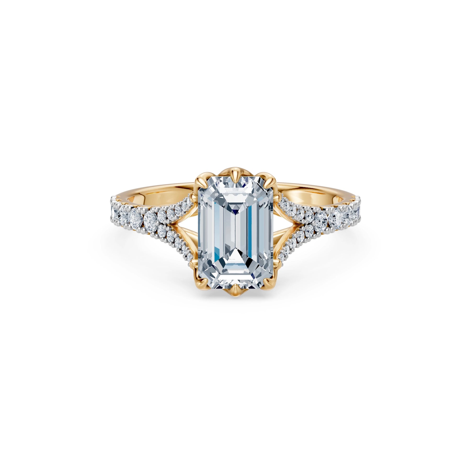 Emerald Lab Grown Diamond Micro Pave Eternity Ring 2.0ct by Qutahia Jewellery