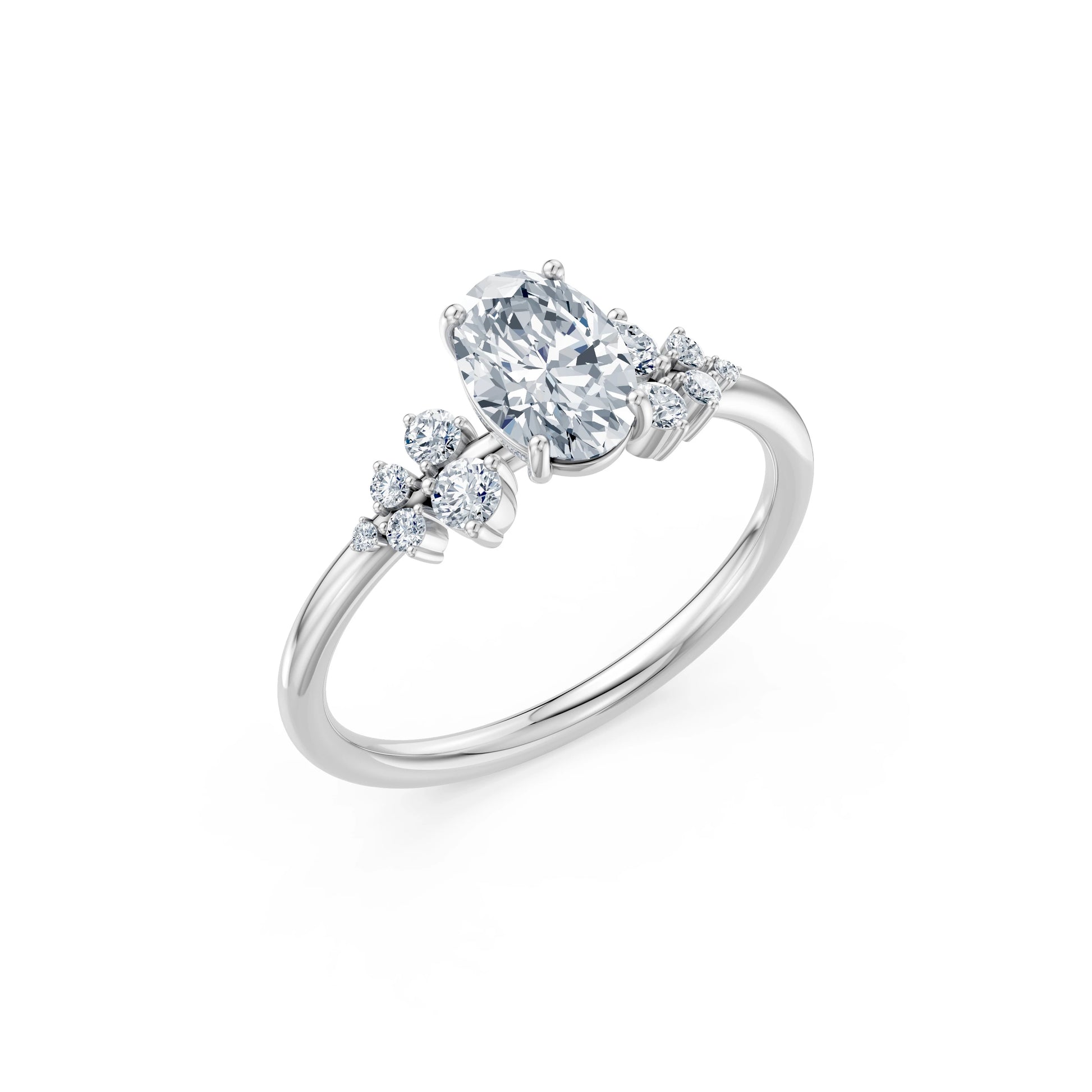 Oval Lab Grown Diamond Classic Pave Eternity Ring 1.0ct by Qutahia Jewellery
