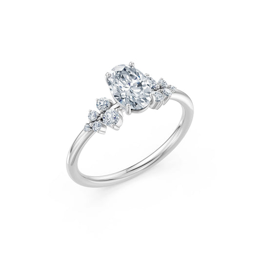 Oval Lab Grown Diamond Classic Pave Eternity Ring 1.0ct by Qutahia Jewellery