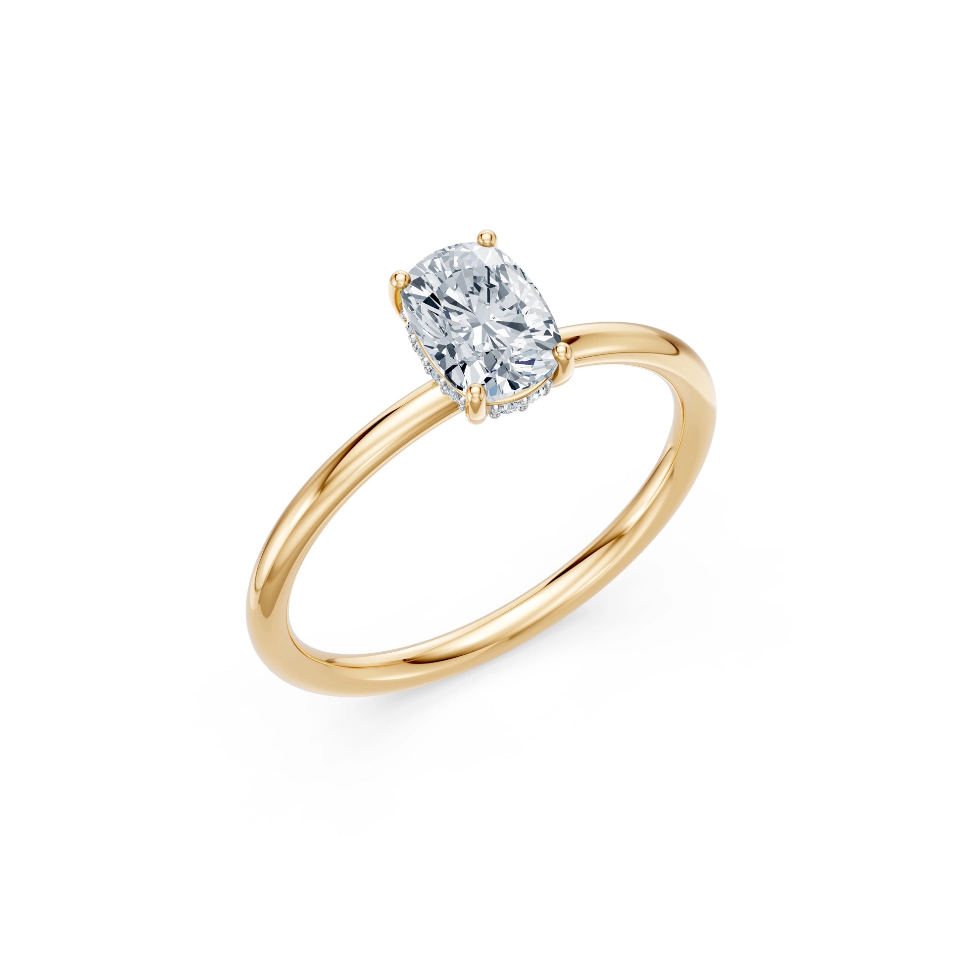 Cushion Lab Grown Diamond Micro Pave Engagement Ring 1.0ct by Qutahia Jewellery
