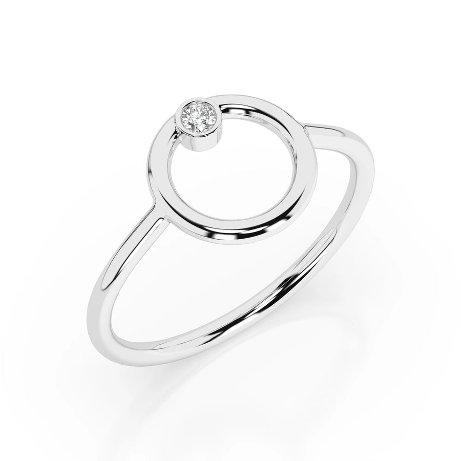 Minimalist Diamond Ring Round 0.03ct by Qutahia Jewellery