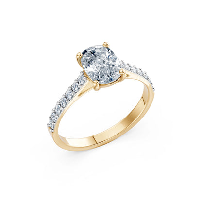 Cushion Lab Grown Diamond Pave Eternity Ring 1.5ct by Qutahia Jewellery