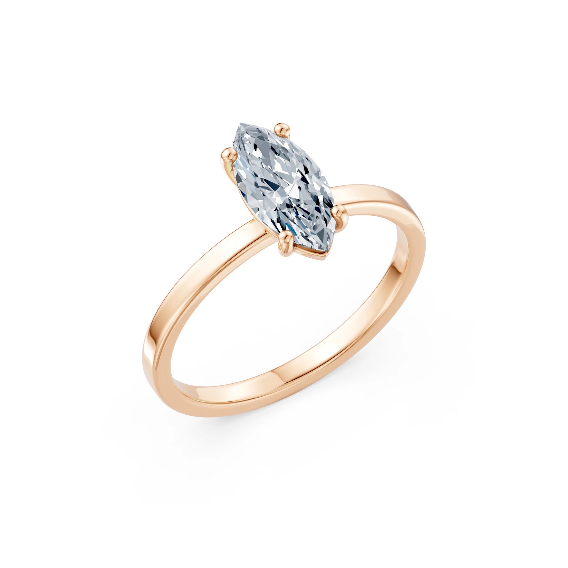 Marquise Lab Grown Diamond Solitaire Engagement Ring 1.0ct by Qutahia Jewellery