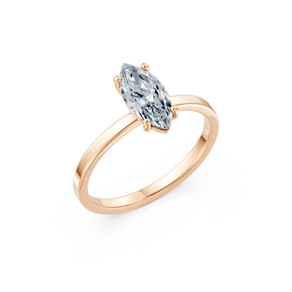 Marquise Lab Grown Diamond Solitaire Engagement Ring 1.0ct by Qutahia Jewellery