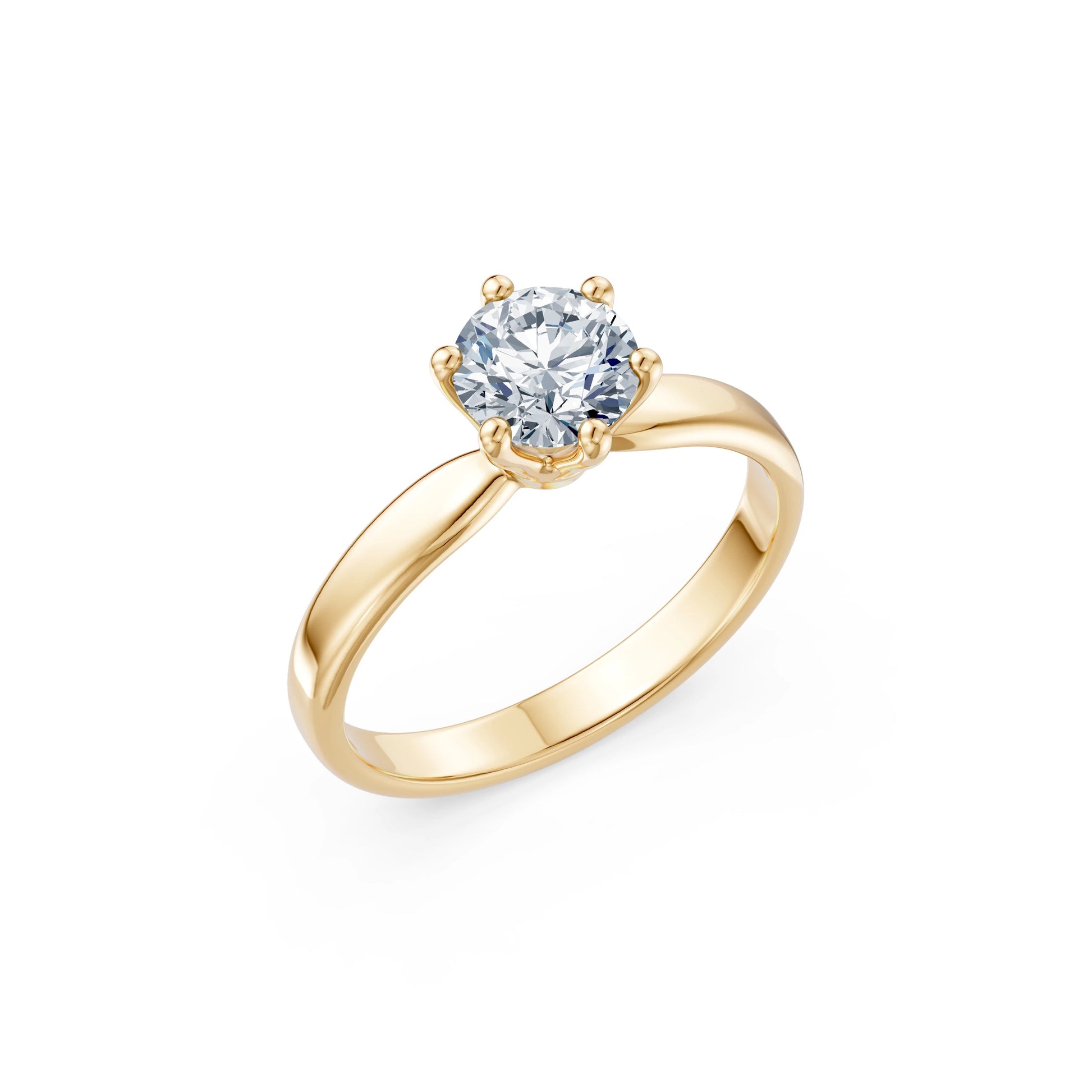 Round Brilliant Diamond Slim Solitaire Engagement Ring 1.0ct by Qutahia Jewellery