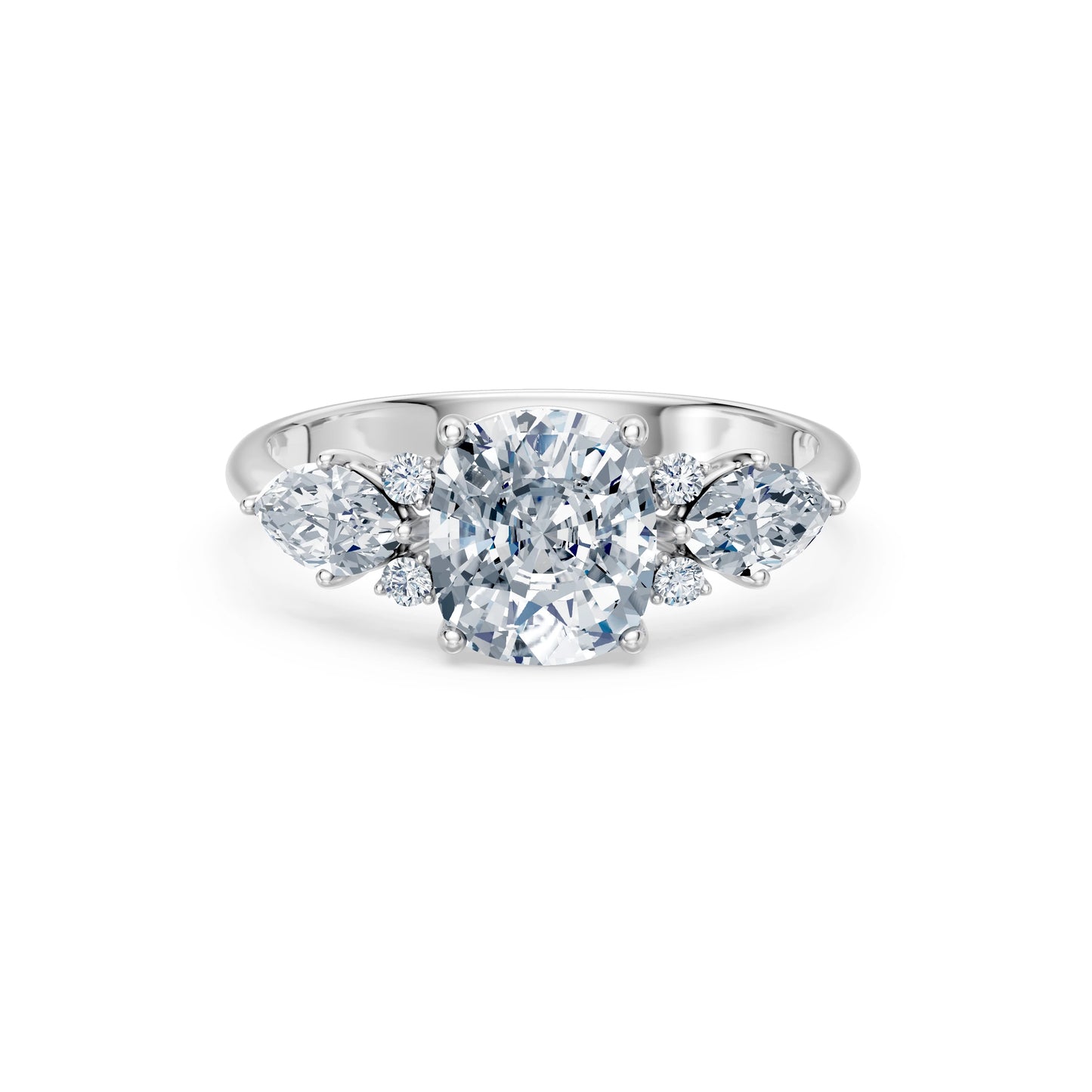 Cushion Lab Grown Diamond Side Stone Eternity Ring 2.0ct by Qutahia Jewellery