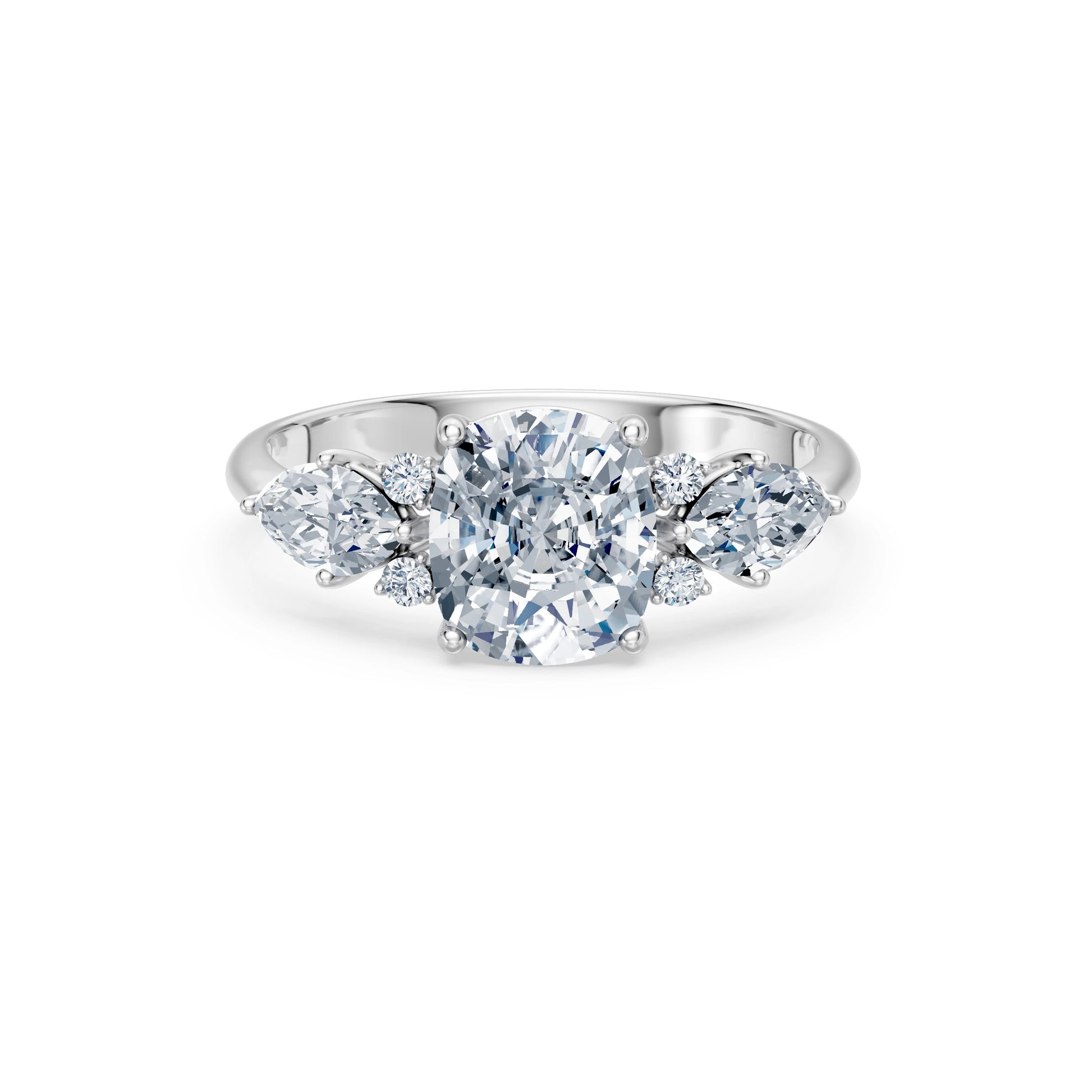 Cushion Lab Grown Diamond Side Stone Eternity Ring 2.0ct by Qutahia Jewellery
