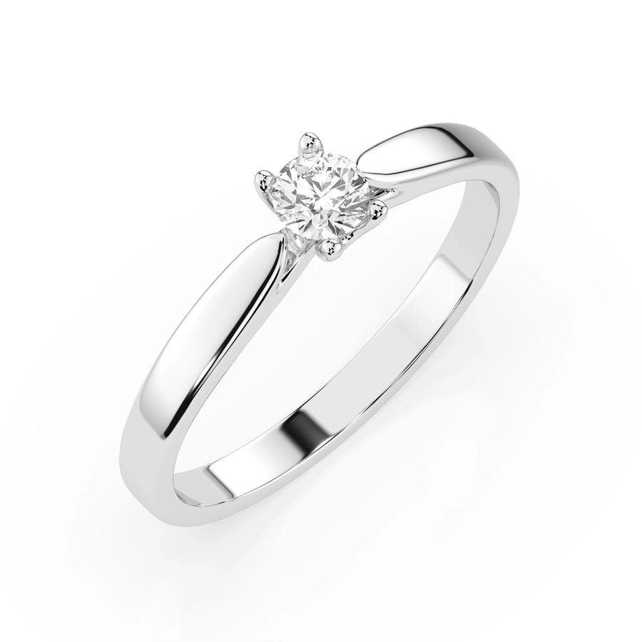 Solitaire Diamond Ring Round 0.15ct by Qutahia Jewellery