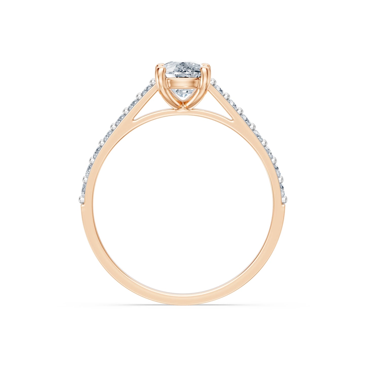 Cushion Lab Grown Diamond Slim Pave Eternity Ring 1.0ct by Qutahia Jewellery