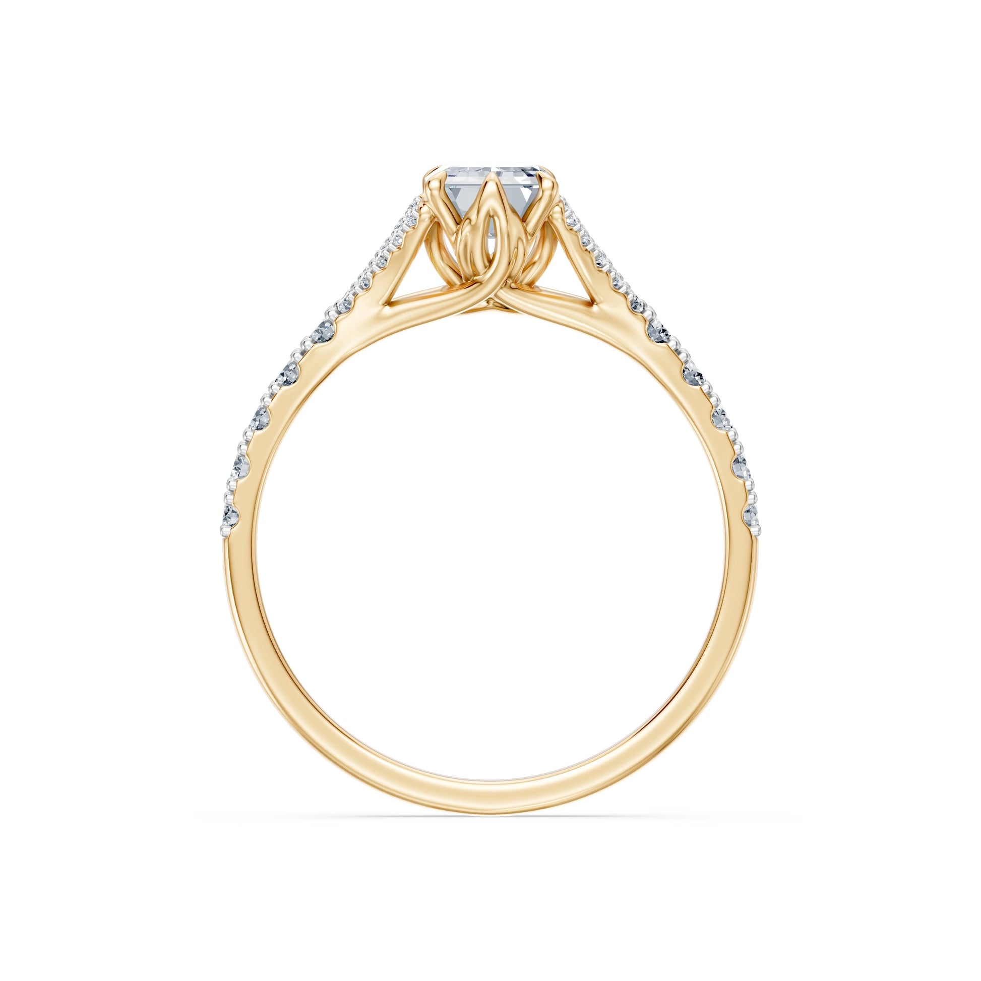 Emerald Lab Grown Diamond Micro Pave Eternity Ring 1.5ct by Qutahia Jewellery
