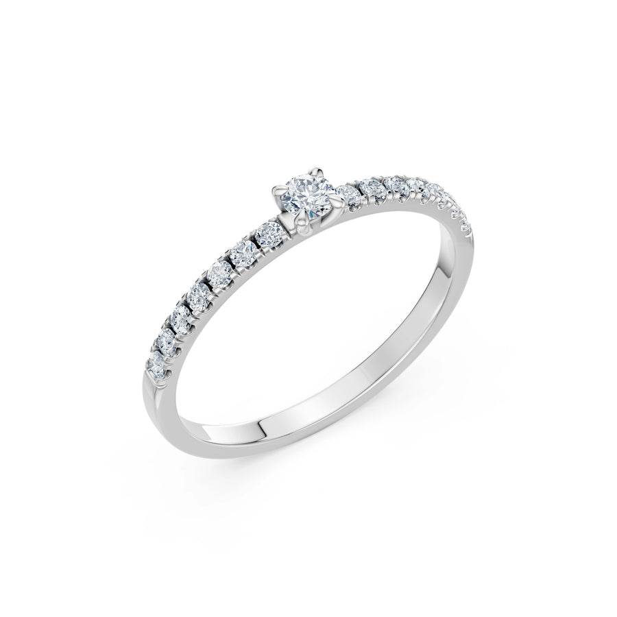 Solitaire Eternity Diamond Ring Round Brilliant 0.09ct by Qutahia Jewellery