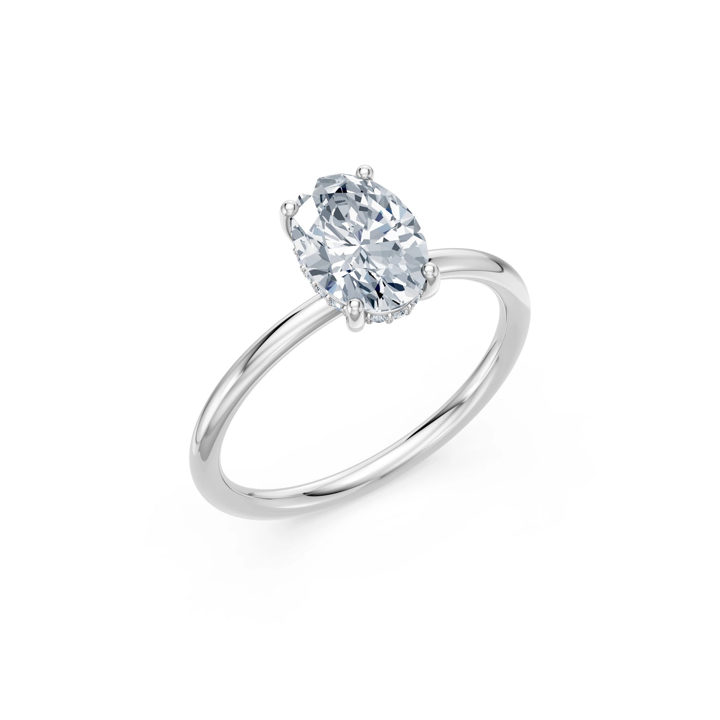 Oval Lab Grown Diamond Micro Pave Engagement Ring 1.5ct by Qutahia Jewellery