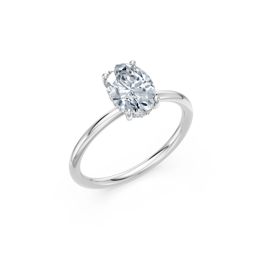 Oval Lab Grown Diamond Micro Pave Engagement Ring 1.5ct by Qutahia Jewellery
