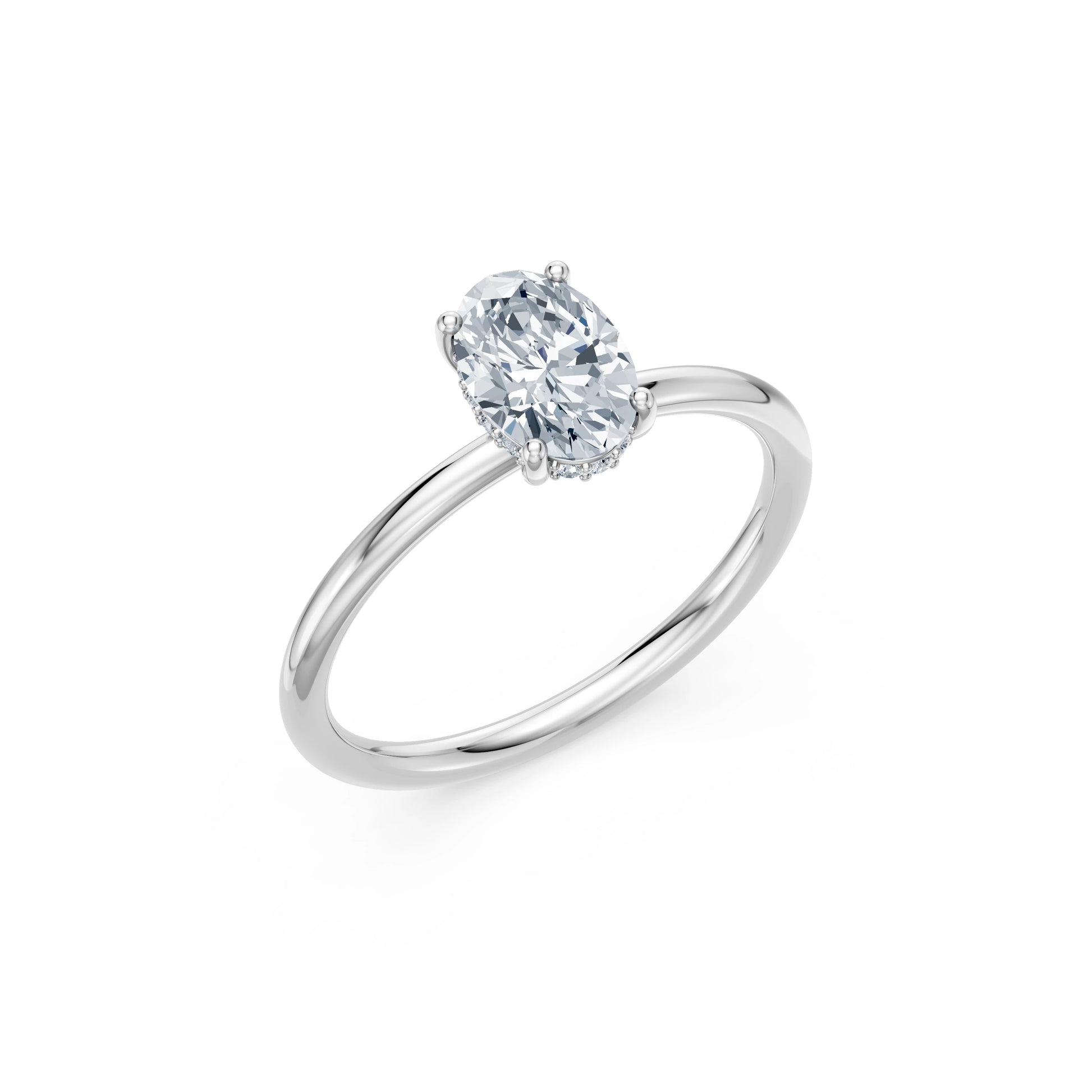Oval Lab Grown Diamond Micro Pave Engagement Ring 1.0ct by Qutahia Jewellery