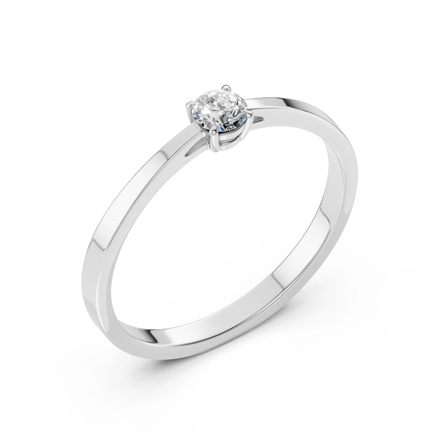 Solitaire Diamond Ring Round 0.2ct by Qutahia Jewellery