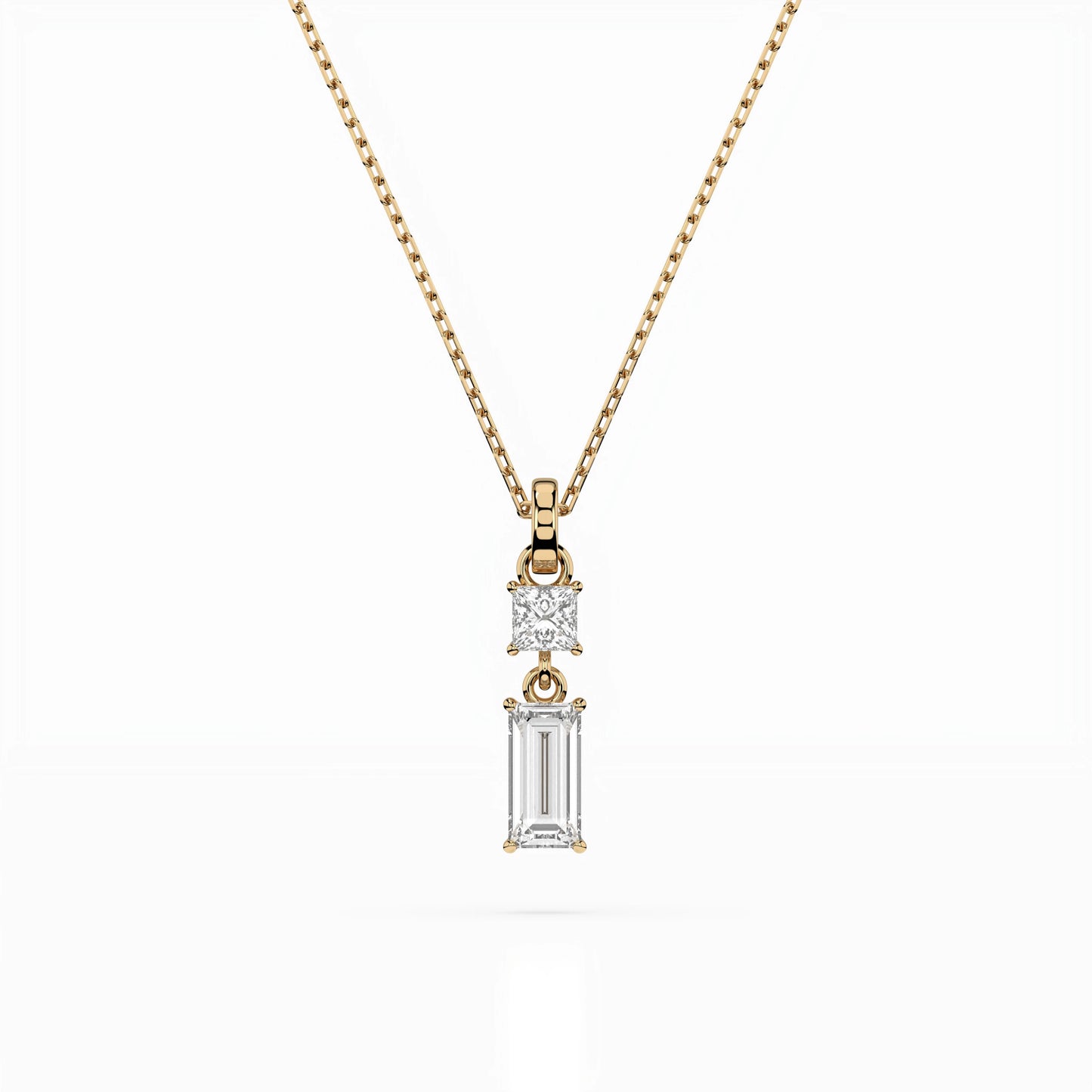 Solitaire Necklace (Baguette), 0.1 ct — 104-10071/1(0.30)BAQ
