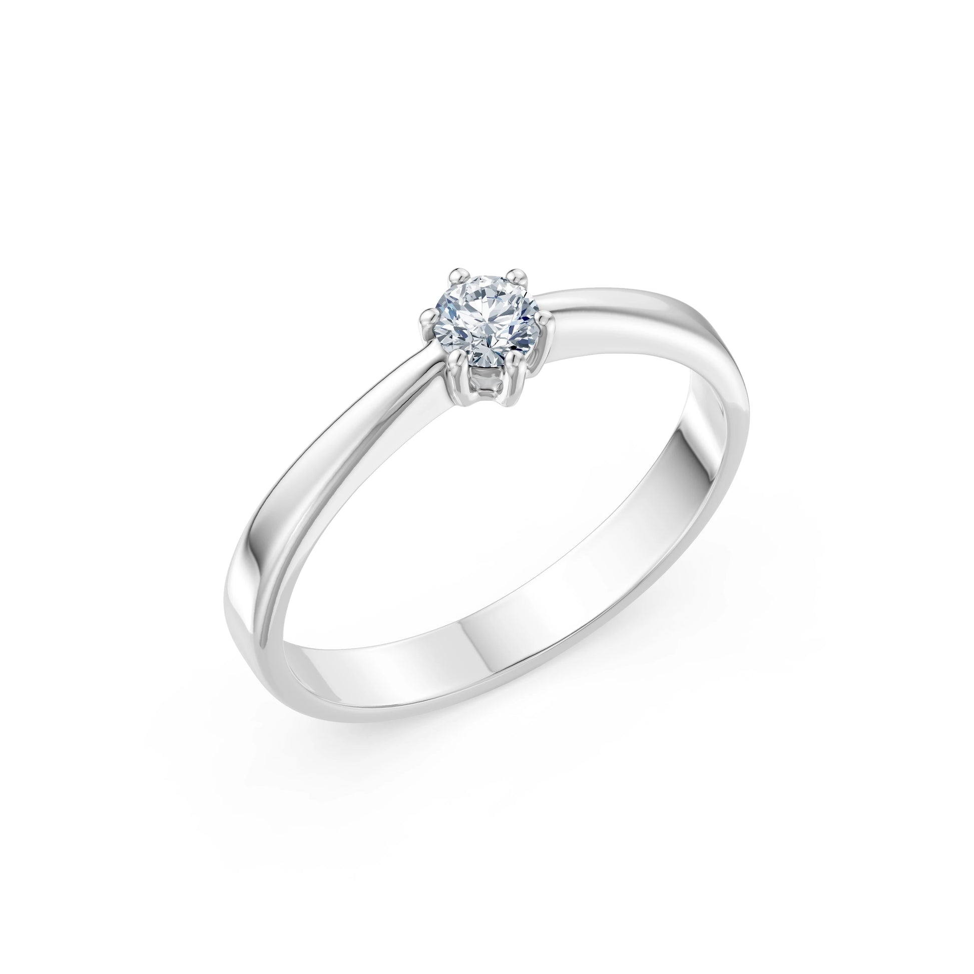 Round Brilliant Diamond Classic Solitaire Engagement Ring 0.2ct by Qutahia Jewellery