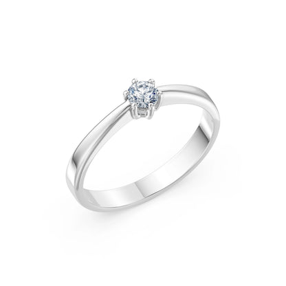 Round Brilliant Diamond Classic Solitaire Engagement Ring 0.2ct by Qutahia Jewellery