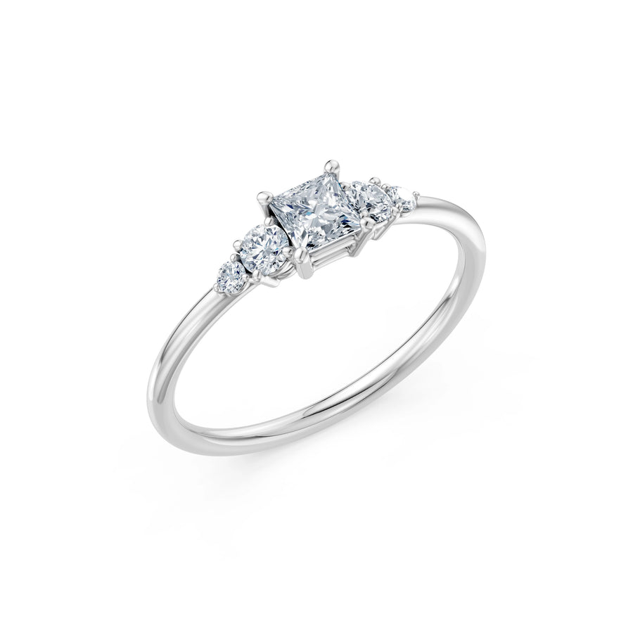 Solitaire Eternity Diamond Ring Princess 0.3ct by Qutahia Jewellery
