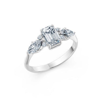 Emerald Lab Grown Diamond Side Stone Eternity Ring 1.0ct by Qutahia Jewellery