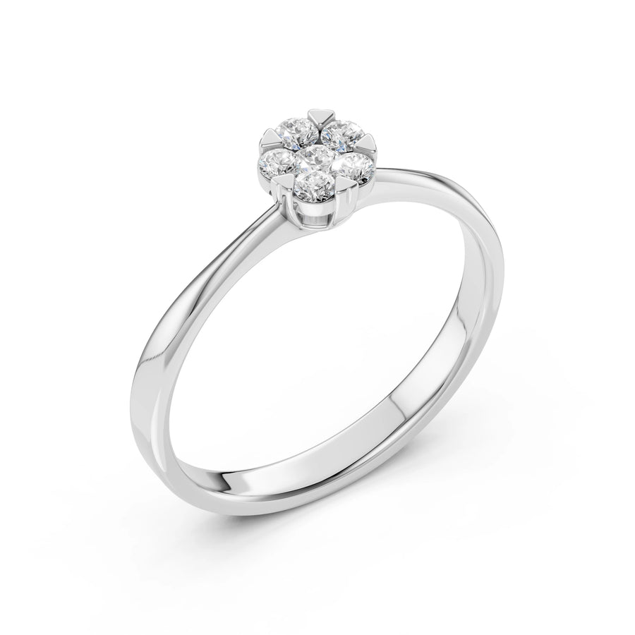 Illusion Diamond Ring Round 0.06ct by Qutahia Jewellery