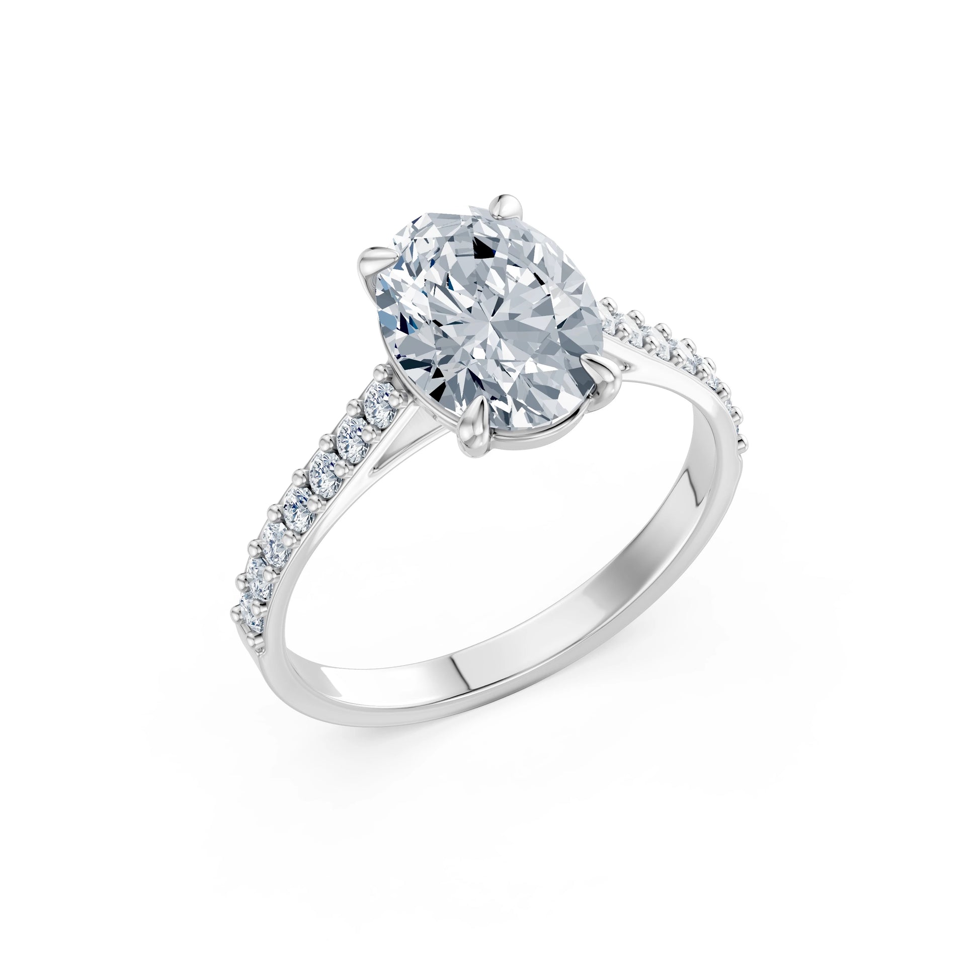 Oval Lab Grown Diamond Slim Pave Eternity Ring 2.0ct by Qutahia Jewellery