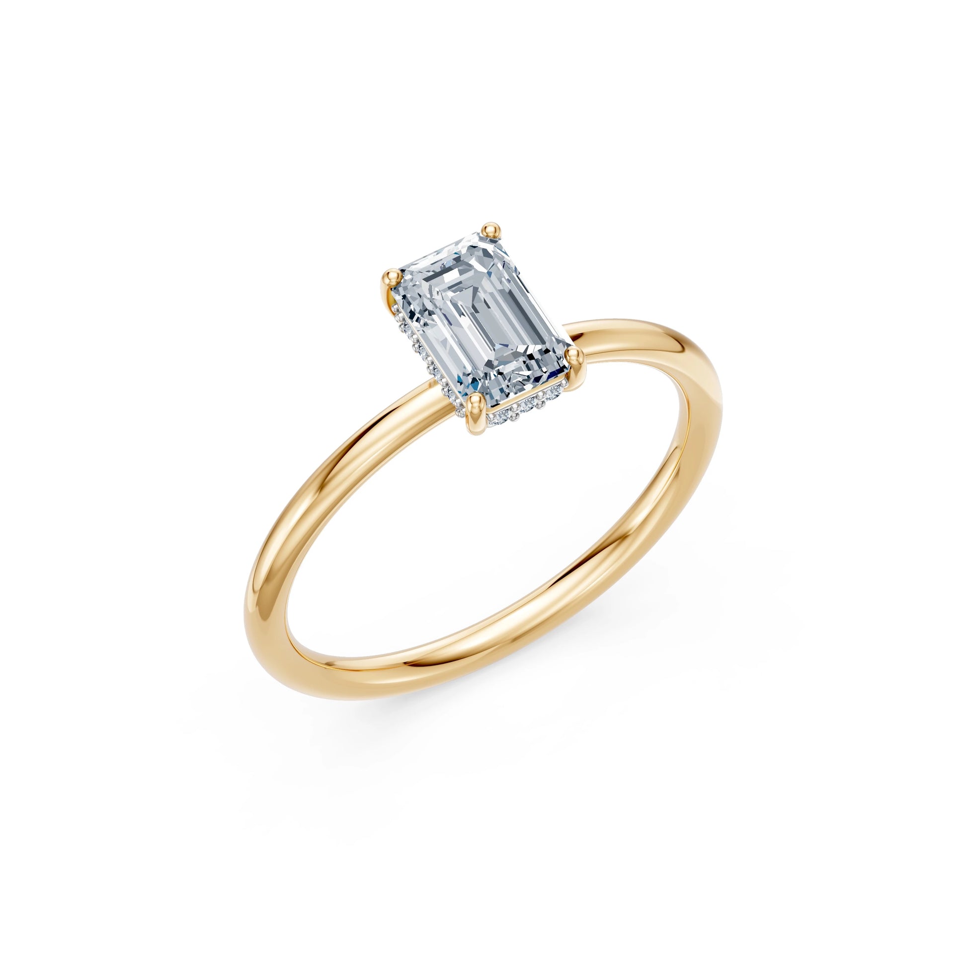 Emerald Lab Grown Diamond Micro Pave Engagement Ring 1.0ct by Qutahia Jewellery