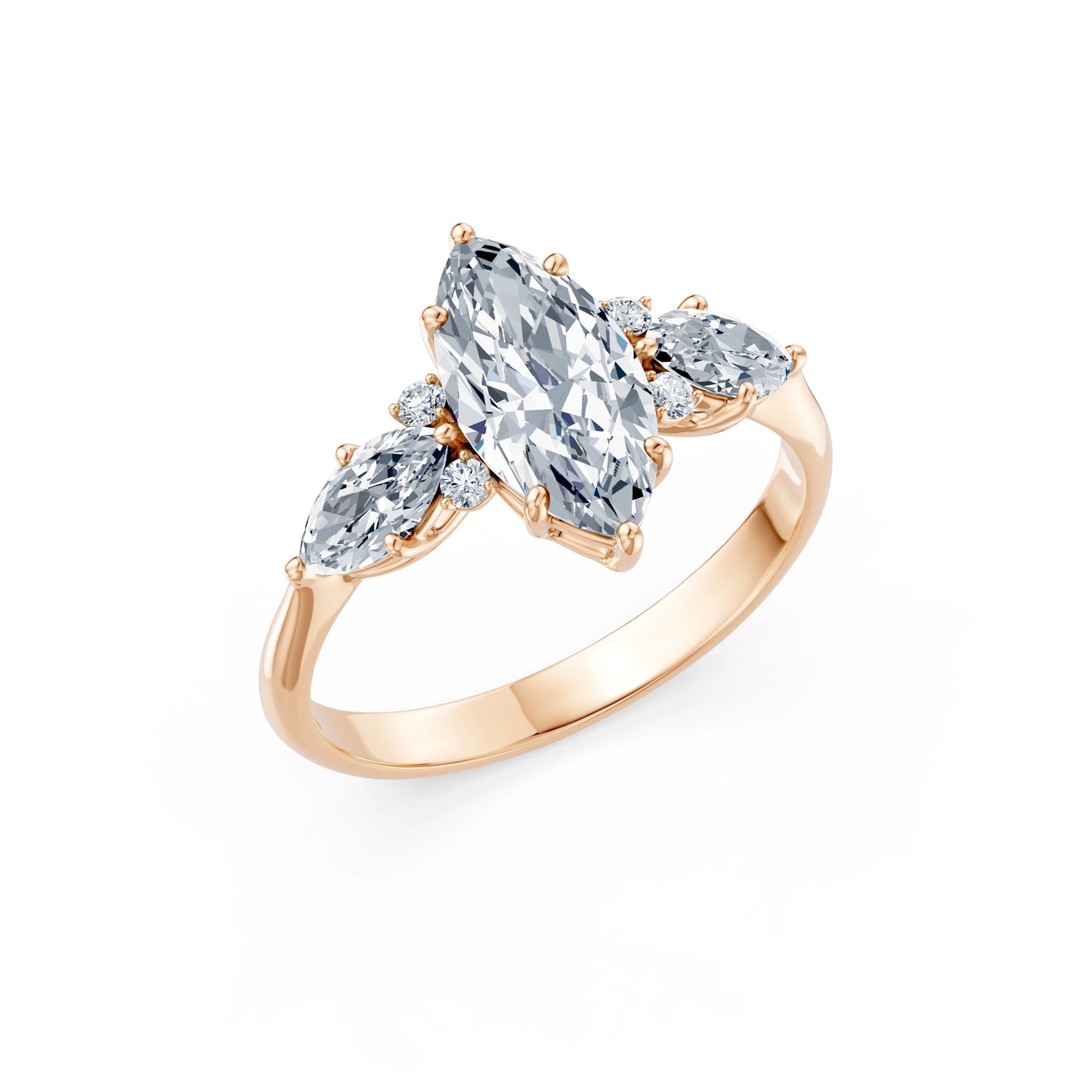 Marquise Lab Grown Diamond Side Stone Eternity Ring 1.5ct by Qutahia Jewellery
