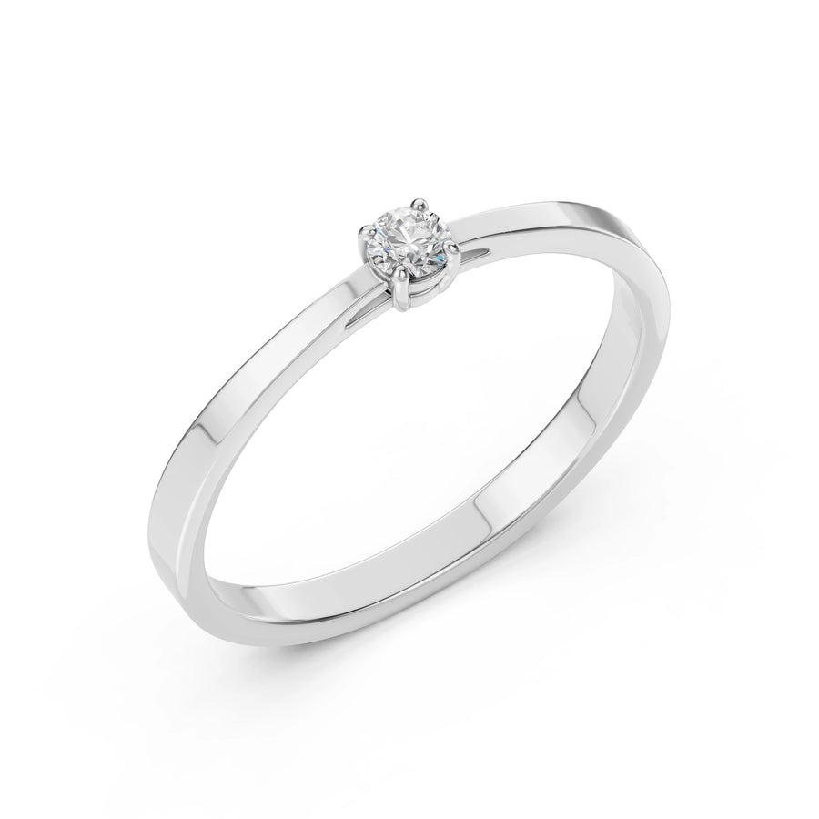 Solitaire Diamond Ring Round 0.1ct by Qutahia Jewellery