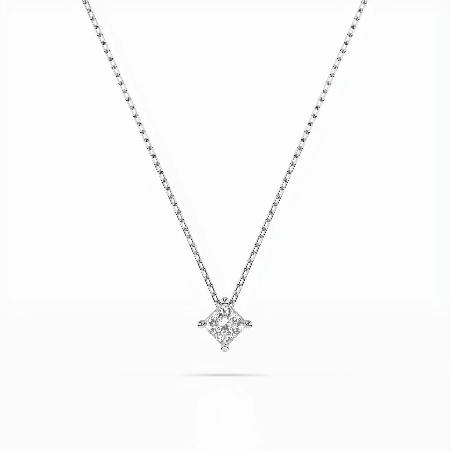 Solitaire Necklace (Princess), 0.1 ct — 104-10055(2.5)PR