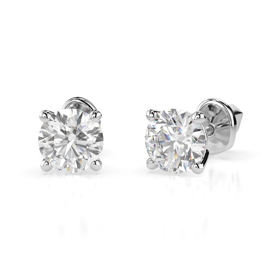 Diamond Stud Earrings Round 0.8ct by Qutahia Jewellery