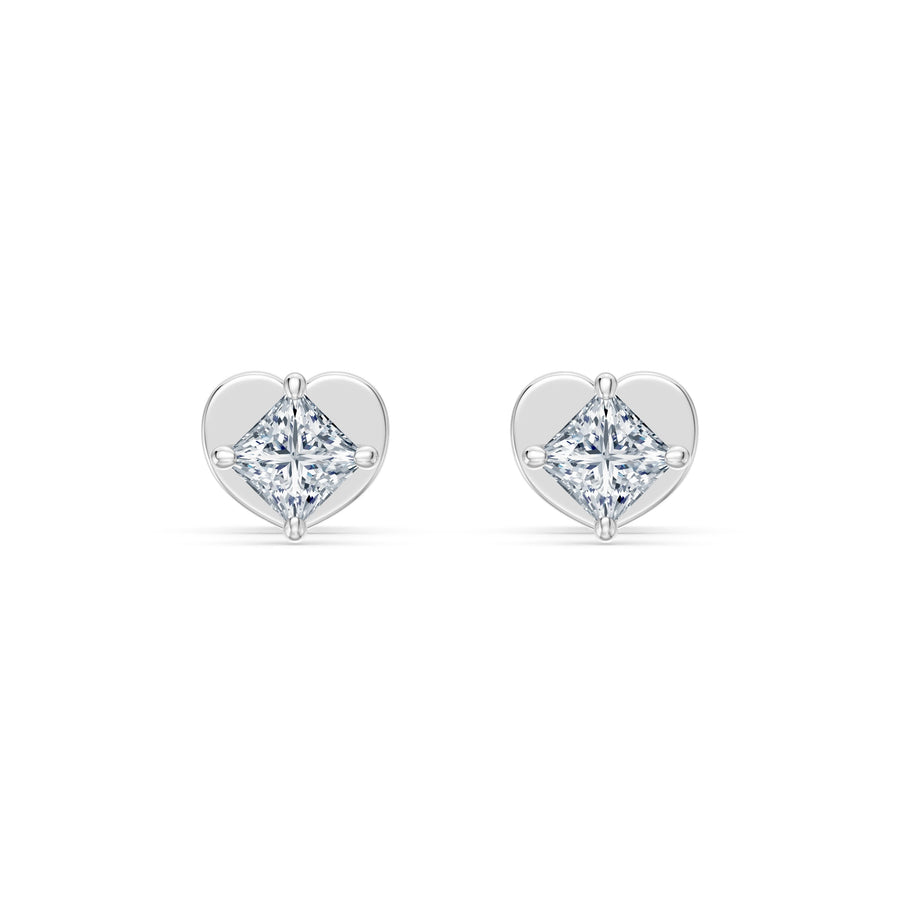 Diamond Stud Earrings Princess 0.34ct by Qutahia Jewellery