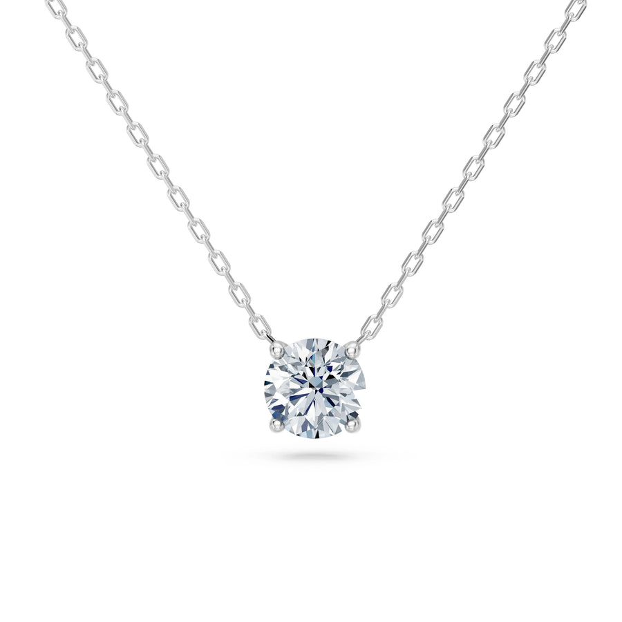Round Brilliant Diamond Fine Solitaire Necklace 0.7ct by Qutahia Jewellery