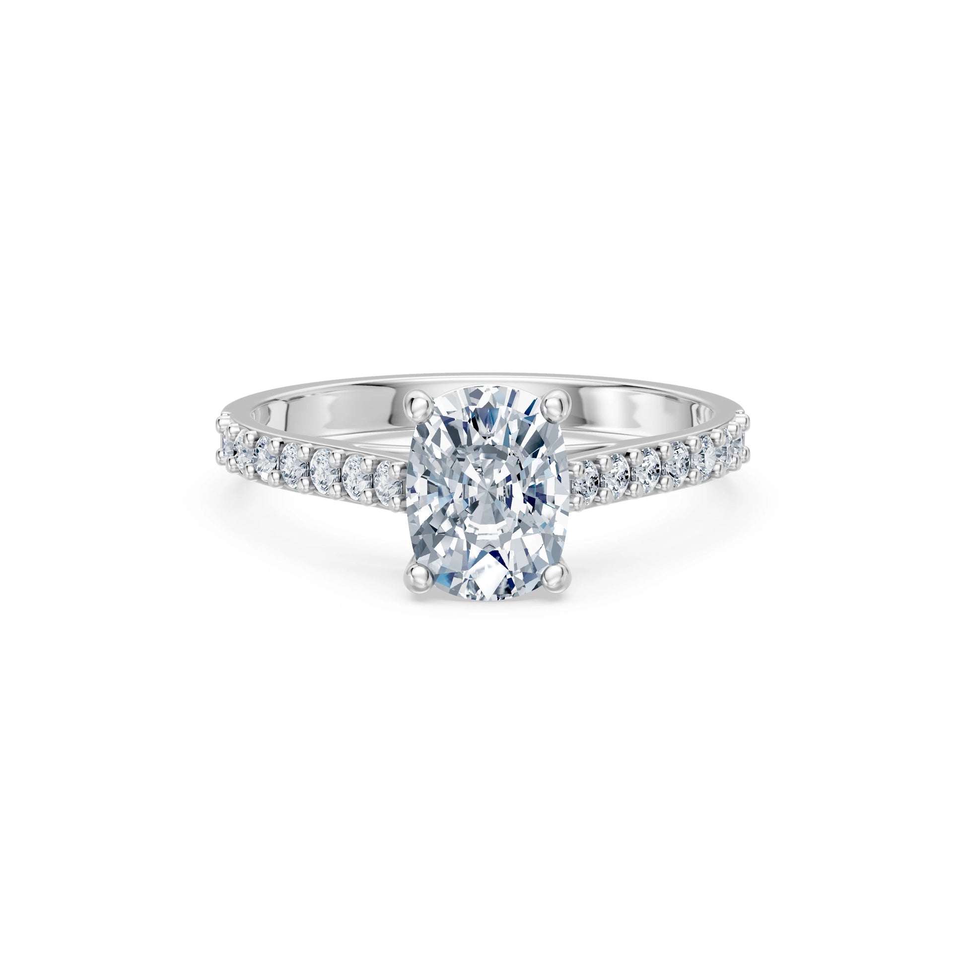 Cushion Lab Grown Diamond Pave Eternity Ring 1.5ct by Qutahia Jewellery