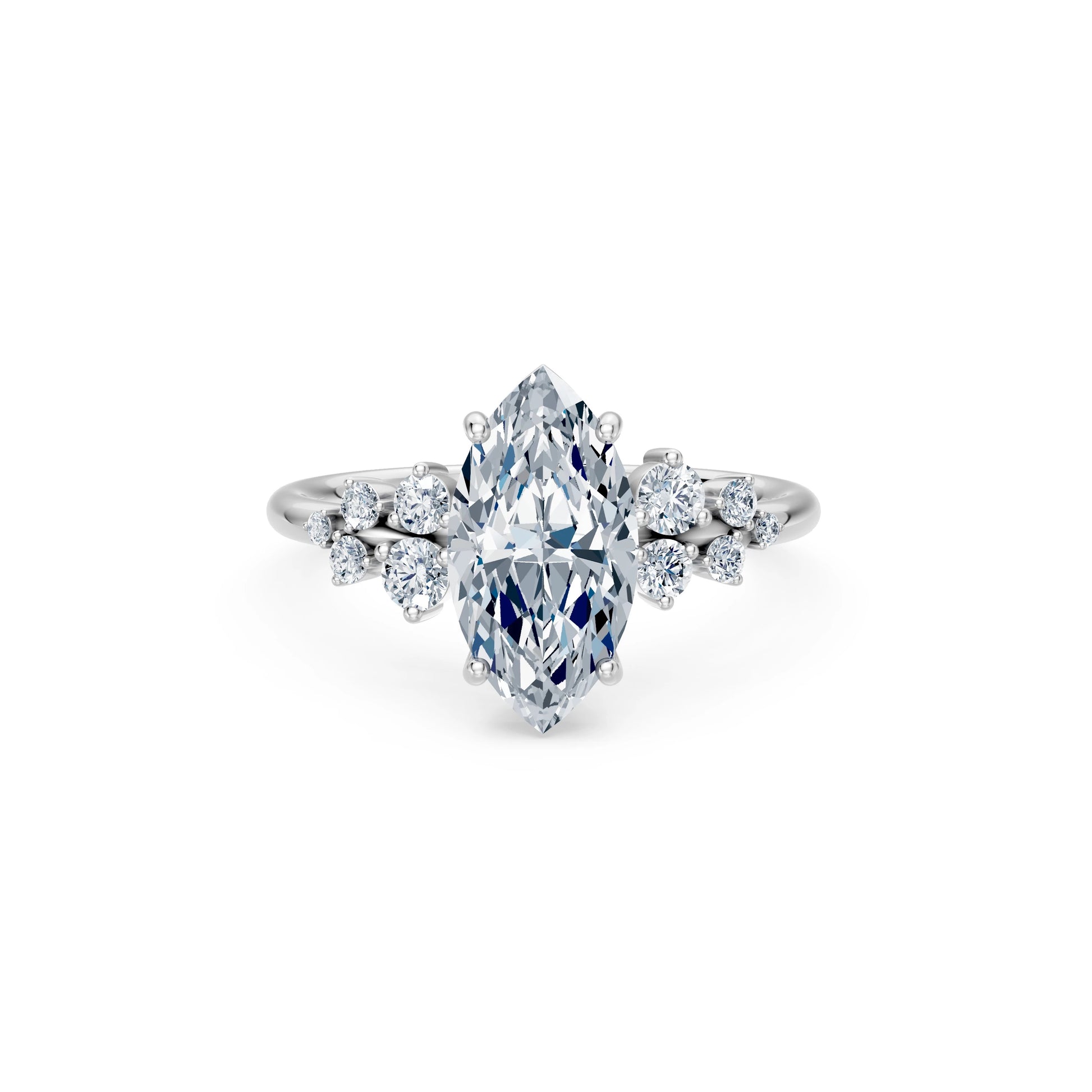 Marquise Lab Grown Diamond Classic Pave Eternity Ring 2.0ct by Qutahia Jewellery
