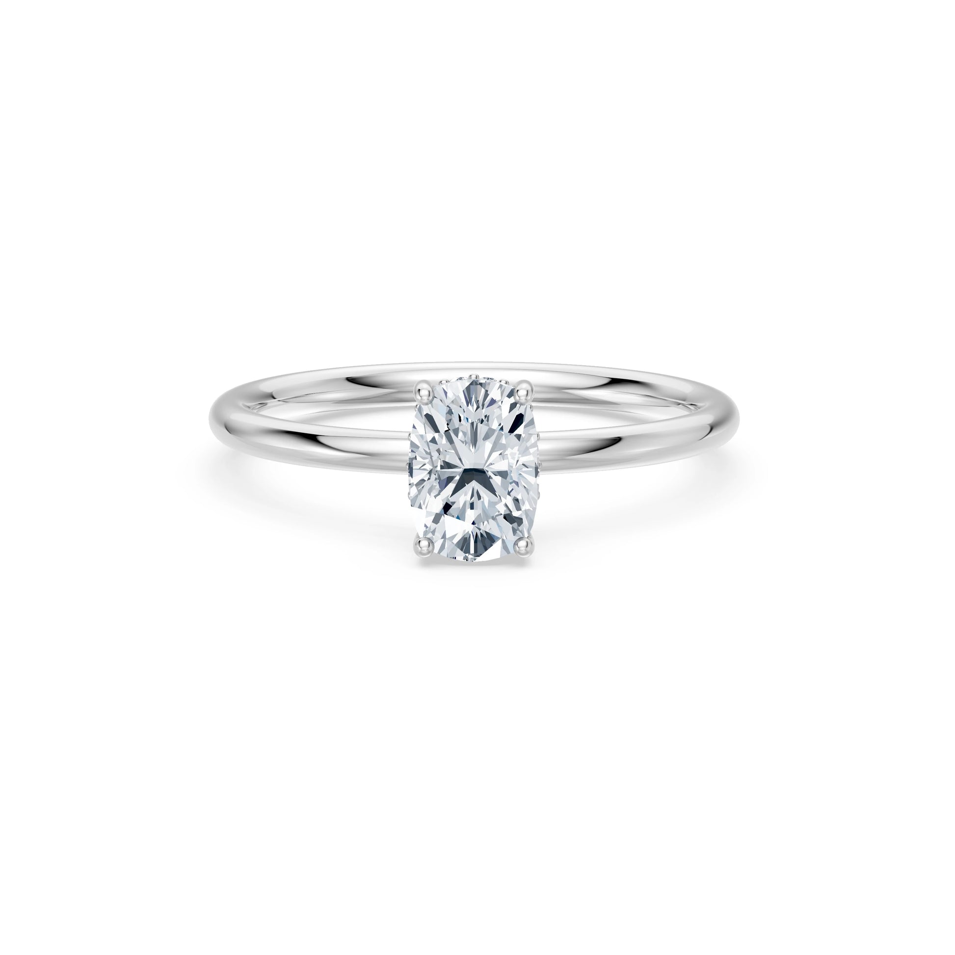 Cushion Lab Grown Diamond Micro Pave Engagement Ring 1.0ct by Qutahia Jewellery